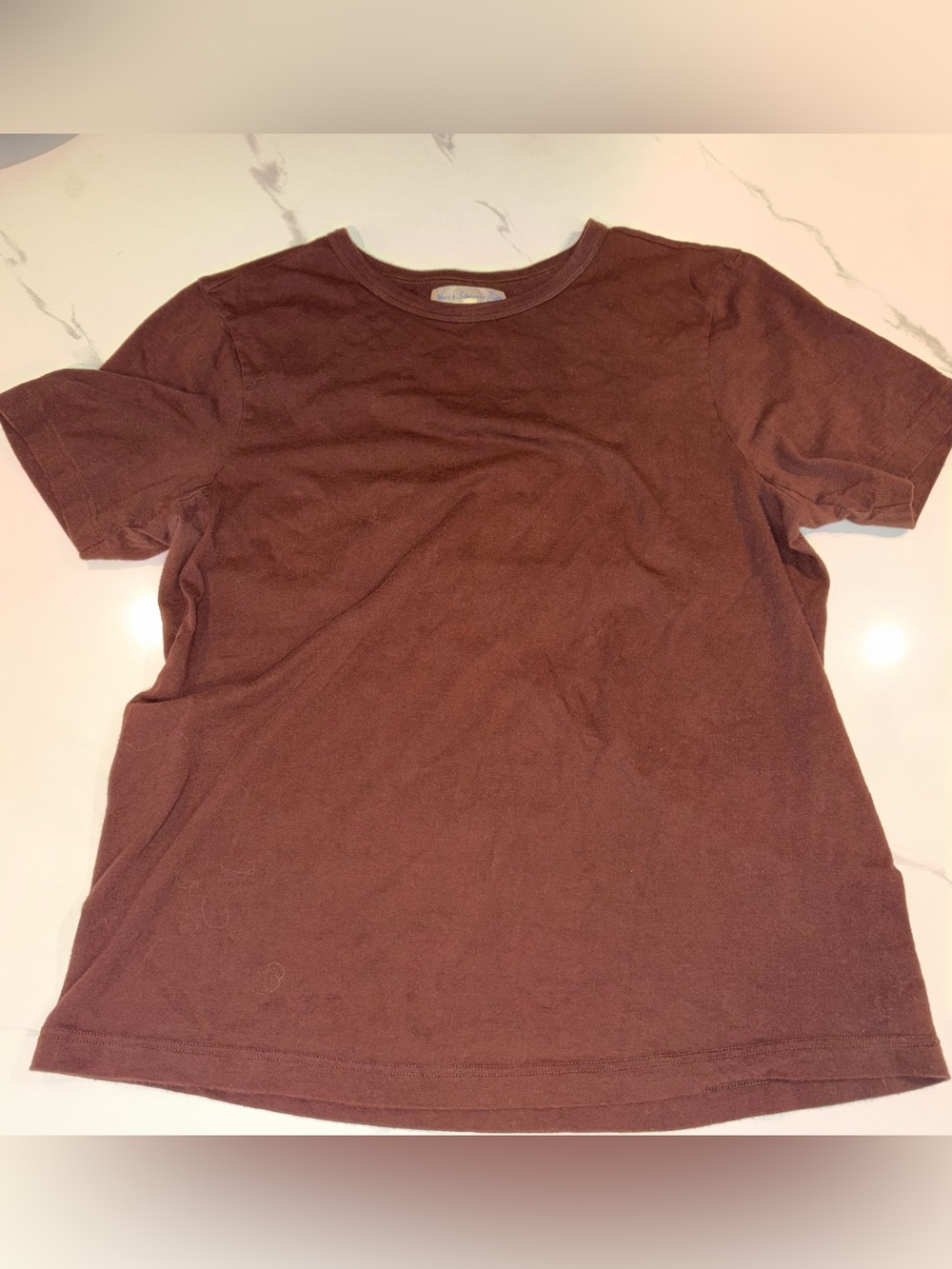 MERZ B SCHWANEN Women’s Crew Neck T-Shirt Luxury 215 loop wheel cotton brown L
